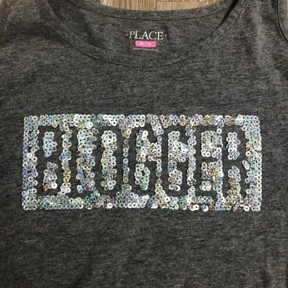 Children’s Place cold shoulder graphic t shirt Blogger sequin XL